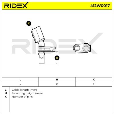 Czujnik ABS RIDEX 412W0017 412W0017 - foto 5