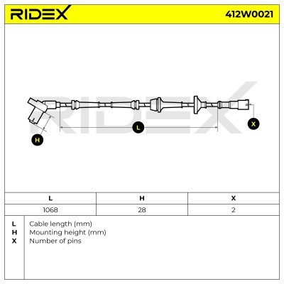 Czujnik ABS RIDEX 412W0021 412W0021 - foto 6