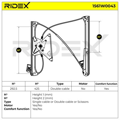 Podnośnik szyby RIDEX 1561W0043 1561W0043 - foto 7