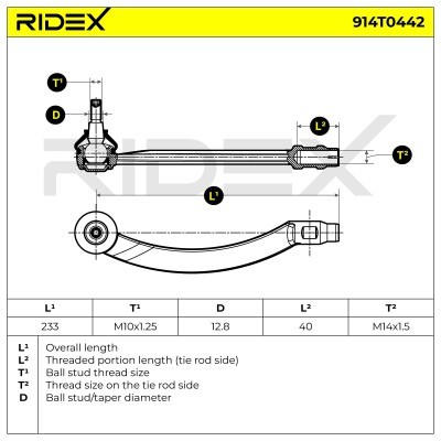 Końcówka drążka kierowniczego RIDEX 914T0442 914T0442 - foto 7
