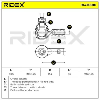 Końcówka drążka kierowniczego RIDEX 914T0010 914T0010 - foto 6