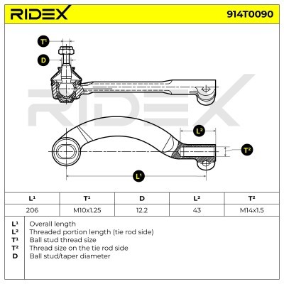 Końcówka drążka kierowniczego RIDEX 914T0090 914T0090 - foto 4