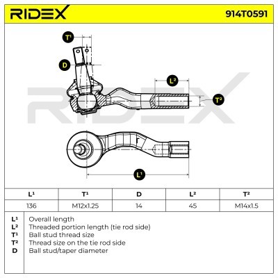 Końcówka drążka kierowniczego RIDEX 914T0591 914T0591 - foto 5