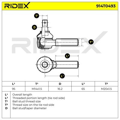 Końcówka drążka kierowniczego RIDEX 914T0493 914T0493 - foto 4