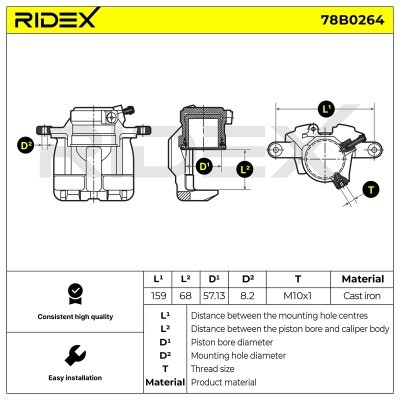 Zacisk Hamulcowy RIDEX 78B0264 78B0264 - foto 2