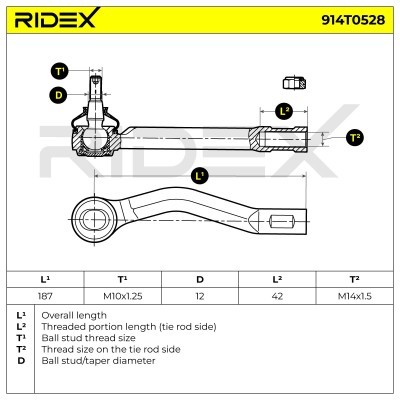 Końcówka drążka kierowniczego RIDEX 914T0528 914T0528 - foto 6