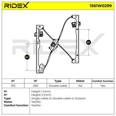 Podnośnik szyby RIDEX 1561W0299 1561W0299 - foto 5