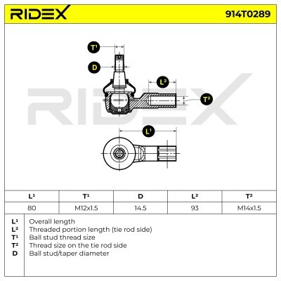 Końcówka drążka kierowniczego RIDEX 914T0289 914T0289 - foto 7