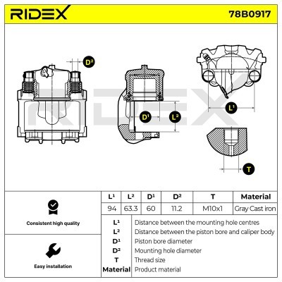 Zacisk Hamulcowy RIDEX 78B0917 78B0917 - foto 3