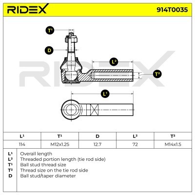Końcówka drążka kierowniczego RIDEX 914T0035 914T0035 - foto 6