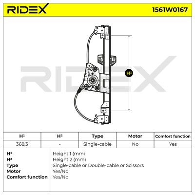 Podnośnik szyby RIDEX 1561W0167 1561W0167 - foto 5