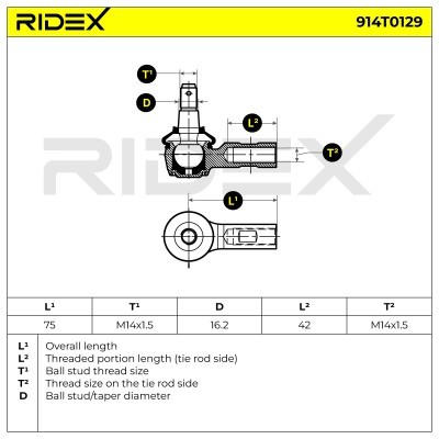 Końcówka drążka kierowniczego RIDEX 914T0129 914T0129 - foto 5