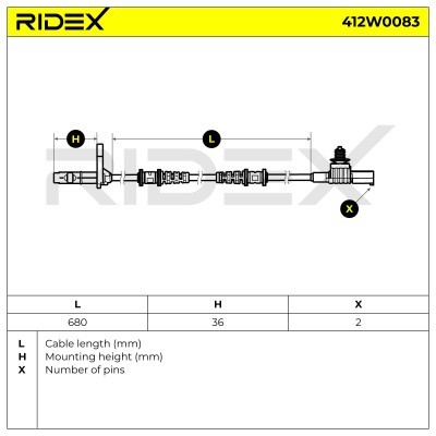 Czujnik ABS RIDEX 412W0083 412W0083 - foto 6