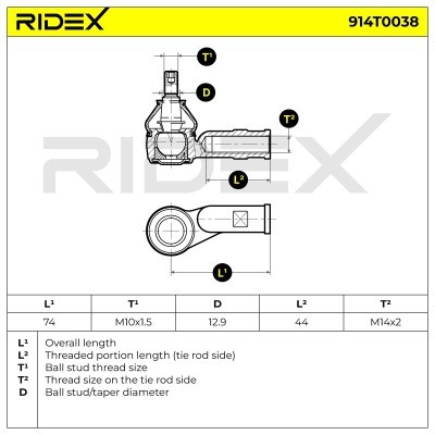 Końcówka drążka kierowniczego RIDEX 914T0038 914T0038 - foto 6
