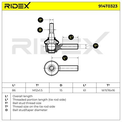 Końcówka drążka kierowniczego RIDEX 914T0323 914T0323 - foto 6