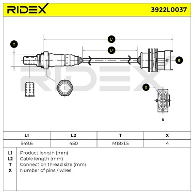 Sonda Lambda RIDEX 3922L0037 3922L0037 - foto 6