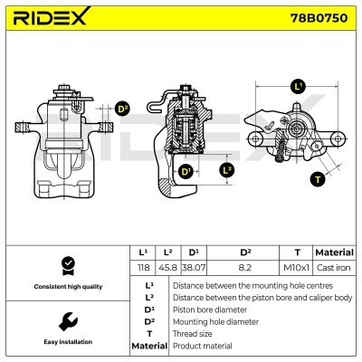 Zacisk Hamulcowy RIDEX 78B0750 78B0750 - foto 5