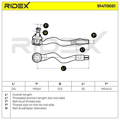 Końcówka drążka kierowniczego RIDEX 914T0051 914T0051 - foto 3