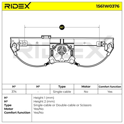 Podnośnik szyby RIDEX 1561W0376 1561W0376 - foto 7