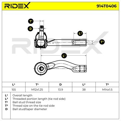 Końcówka drążka kierowniczego RIDEX 914T0406 914T0406 - foto 9