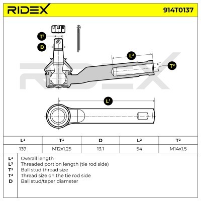Końcówka drążka kierowniczego RIDEX 914T0137 914T0137 - foto 5