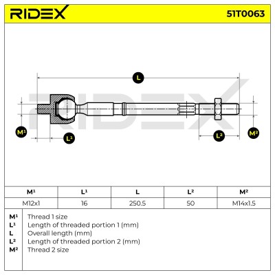 Drążek kierowniczy RIDEX 51T0063 51T0063 - foto 6