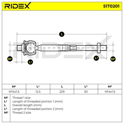 Drążek kierowniczy RIDEX 51T0201 51T0201 - foto 5