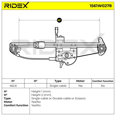 Podnośnik szyby RIDEX 1561W0278 1561W0278 - foto 5