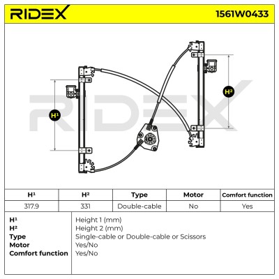Podnośnik szyby RIDEX 1561W0433 1561W0433 - foto 7