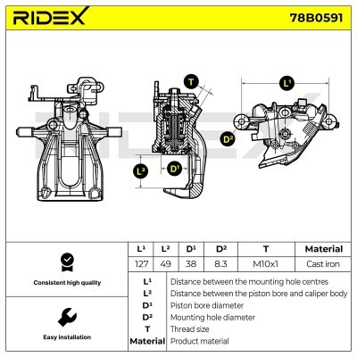 Zacisk Hamulcowy RIDEX 78B0591 78B0591 - foto 5