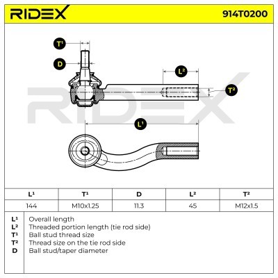 Końcówka drążka kierowniczego RIDEX 914T0200 914T0200 - foto 5