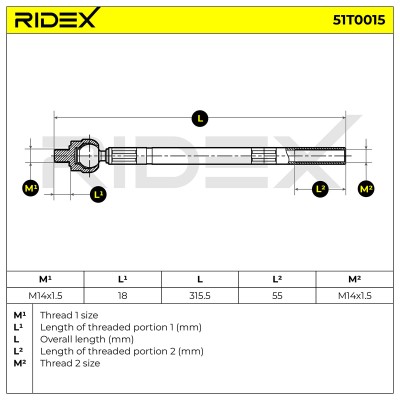 Drążek kierowniczy RIDEX 51T0015 51T0015 - foto 6