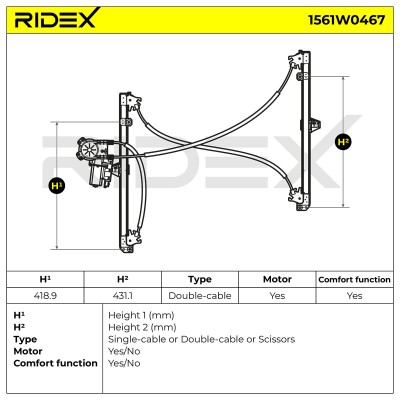 Podnośnik szyby RIDEX 1561W0467 1561W0467 - foto 6