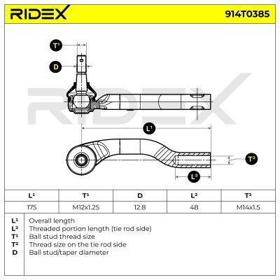Końcówka drążka kierowniczego RIDEX 914T0385 914T0385 - foto 5