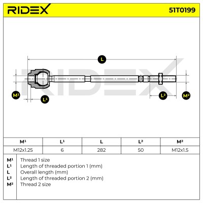Drążek kierowniczy RIDEX 51T0199 51T0199 - foto 6