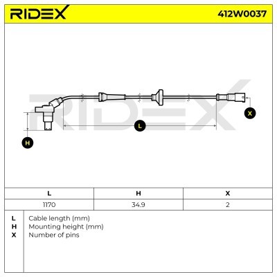 Czujnik ABS RIDEX 412W0037 412W0037 - foto 5