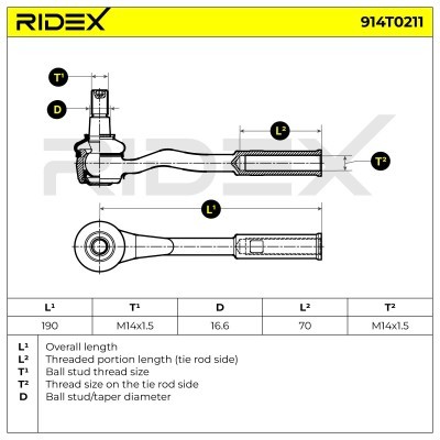 Końcówka drążka kierowniczego RIDEX 914T0211 914T0211 - foto 6