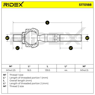 Drążek kierowniczy RIDEX 51T0188 51T0188 - foto 5