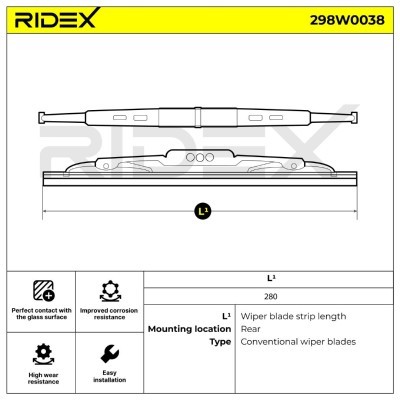 Щетка стеклоочистителя заднего стекла RIDEX 298W0038 298W0038 - foto 12