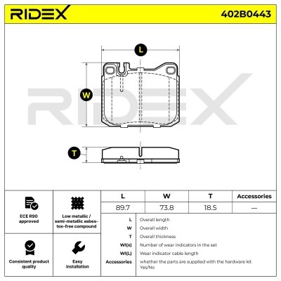 Klocki hamulcowe RIDEX 402B0443 402B0443 - foto 8