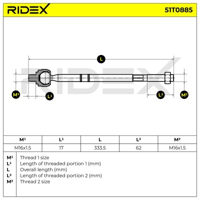 Drążek kierowniczy RIDEX 51T0885 51T0885 - foto 5