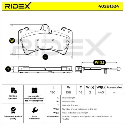 Klocki hamulcowe RIDEX 402B1324 402B1324 - foto 7