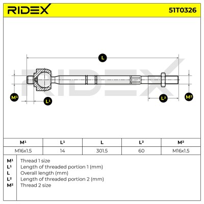 Drążek kierowniczy RIDEX 51T0326 51T0326 - foto 7