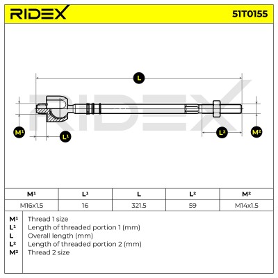 Drążek kierowniczy RIDEX 51T0155 51T0155 - foto 7