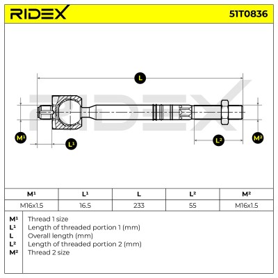 Drążek kierowniczy RIDEX 51T0836 51T0836 - foto 5