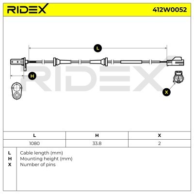 Czujnik ABS RIDEX 412W0052 412W0052 - foto 6