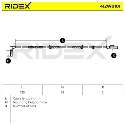 Czujnik ABS RIDEX 412W0101 412W0101 - foto 2
