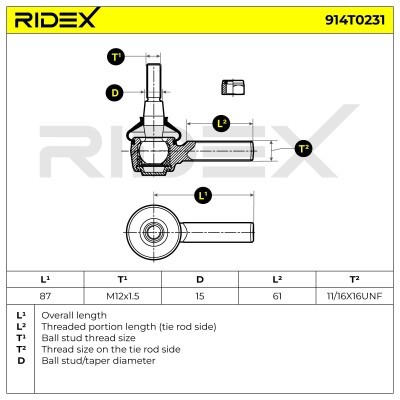 Końcówka drążka kierowniczego RIDEX 914T0231 914T0231 - foto 6