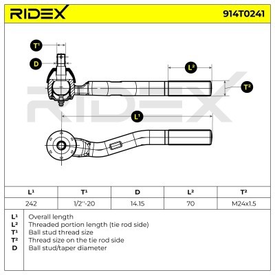 Końcówka drążka kierowniczego RIDEX 914T0241 914T0241 - foto 7
