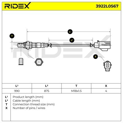 Sonda Lambda RIDEX 3922L0567 3922L0567 - foto 6